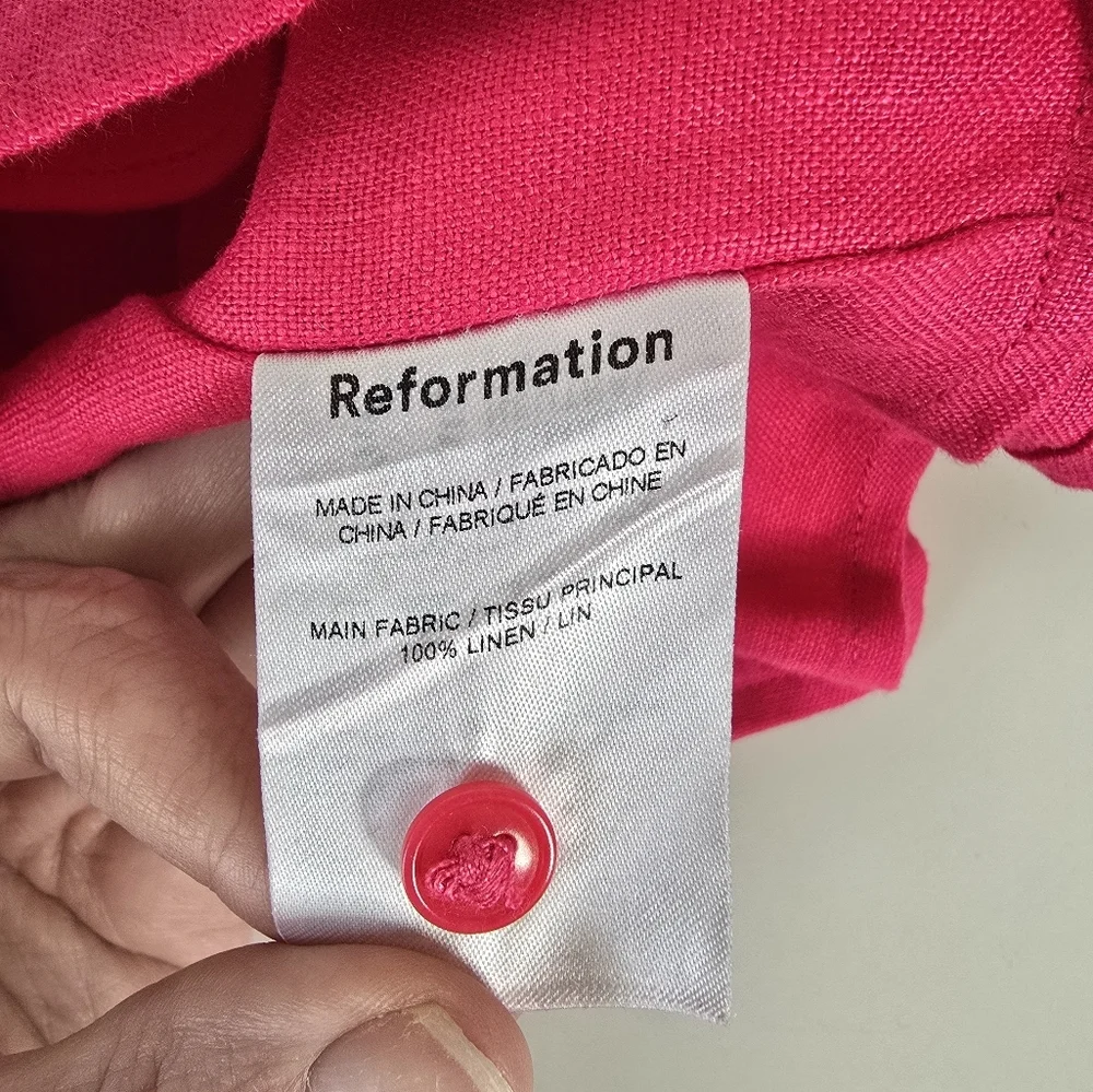 Reformation Cleo Linen Hot Pink Two Piece Set 2 Petite Barbiecore Feminine